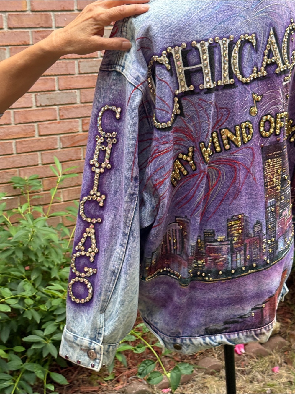 Rare vintage 1987 Tony Alamo embellished Chicago Purple Ombre Jean Jacket - Picture 9 of 10